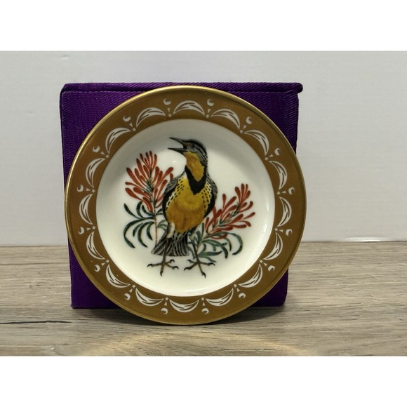 Wyoming Other - State Birds Flowers Franklin Mini Plate Wyoming Meadowlark Indian Paint Brush‎